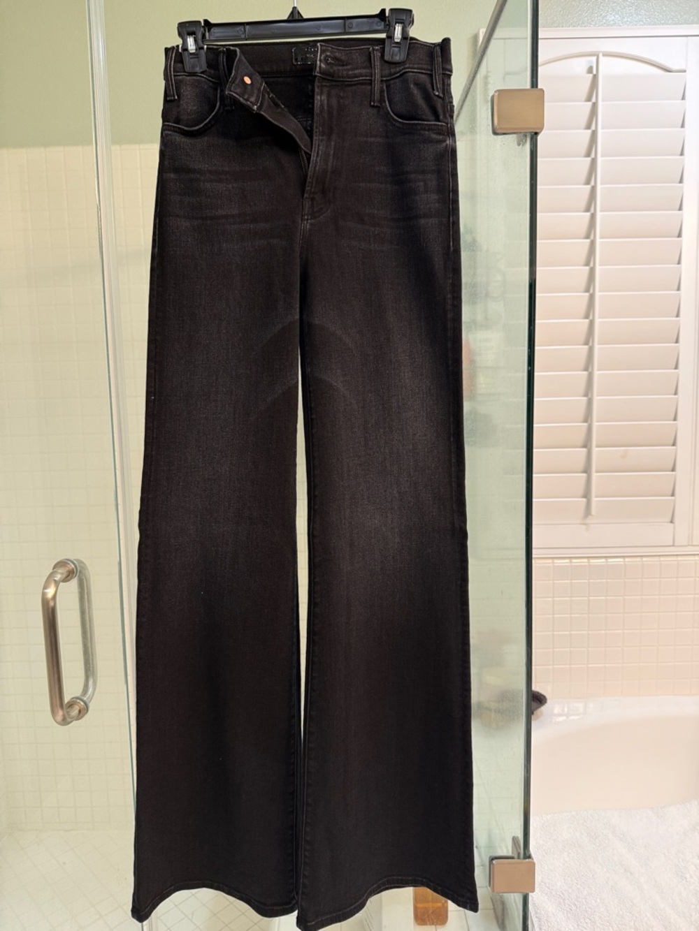 MOTHER Black High-Rise Wide-Leg Jeans